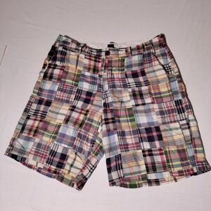 J Crew Shorts Mens 34 (34x9 Actual) Patchwork Indian Madras‎ Plaid - Imperfect